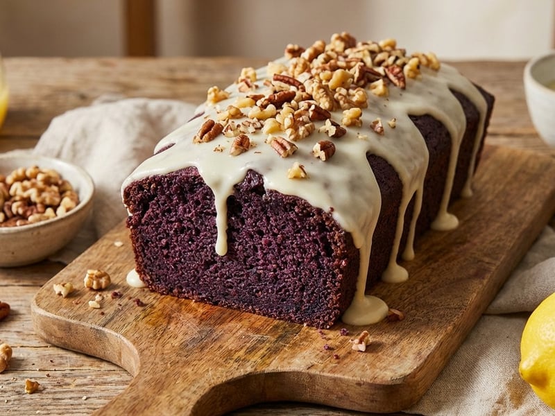 Purple Carrot Cake with Lemon Glaze