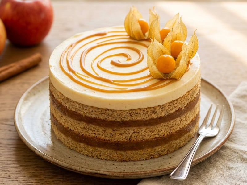 Apfelkuchen mit Quarkcreme und Karamell