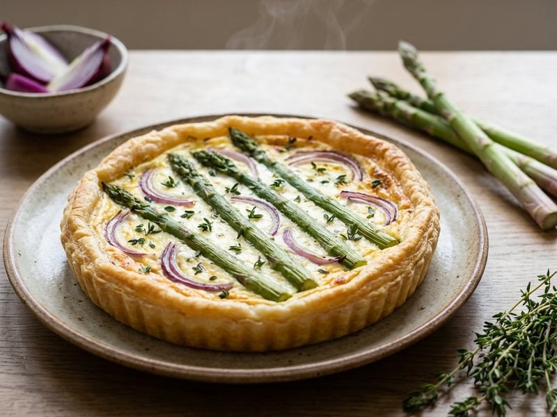 Spargel-Ricotta-Quiche mit frischem Thymian