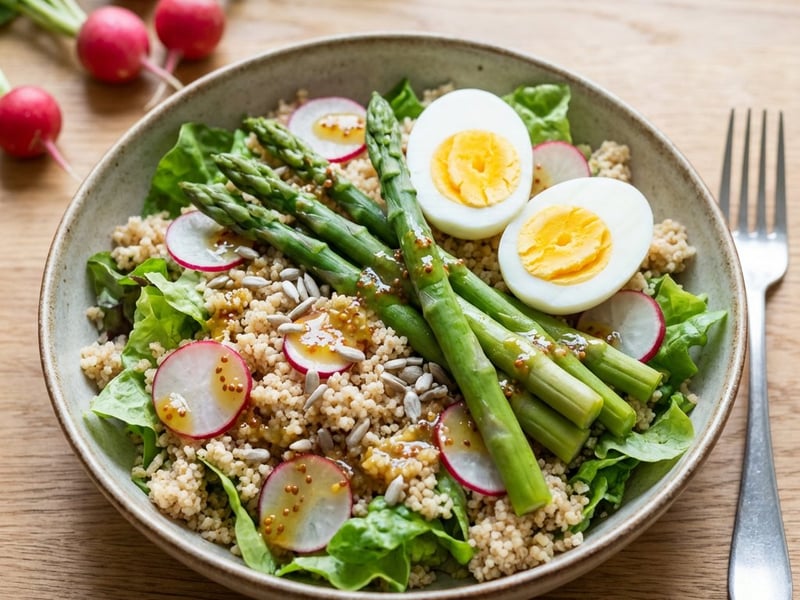 Spargelsalat mit Eiern und Honig-Senf-Dressing