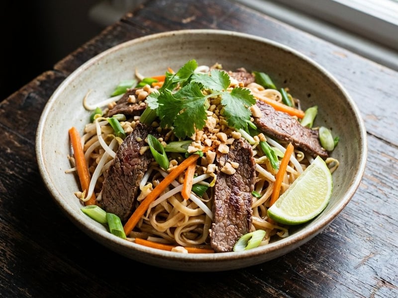 Gebratene Pho-Nudeln mit Rindfleisch
