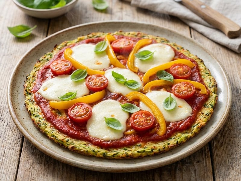 Gesunde Zucchini-Pizza mit Mozzarella