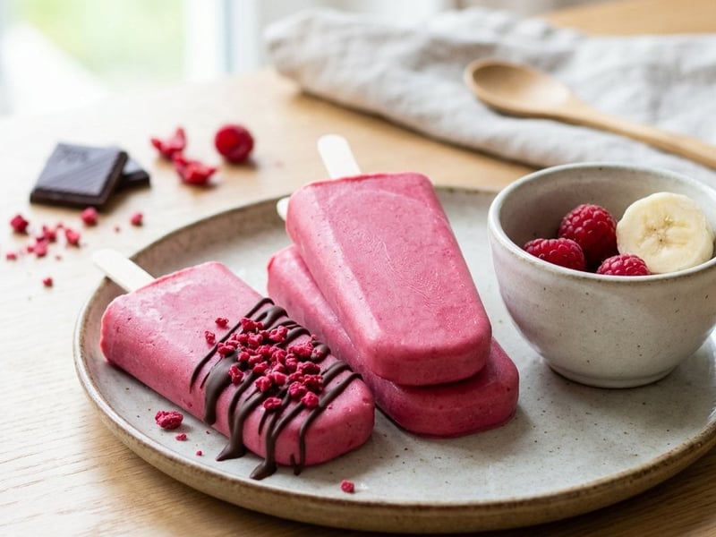 Himbeer-Quark-Eis am Stiel | Gesunder Sommersnack