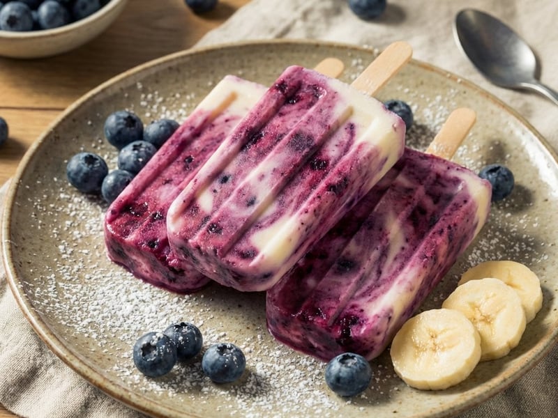 Blaubeer-Eis am Stiel mit Sauerrahm | Gesunder Snack