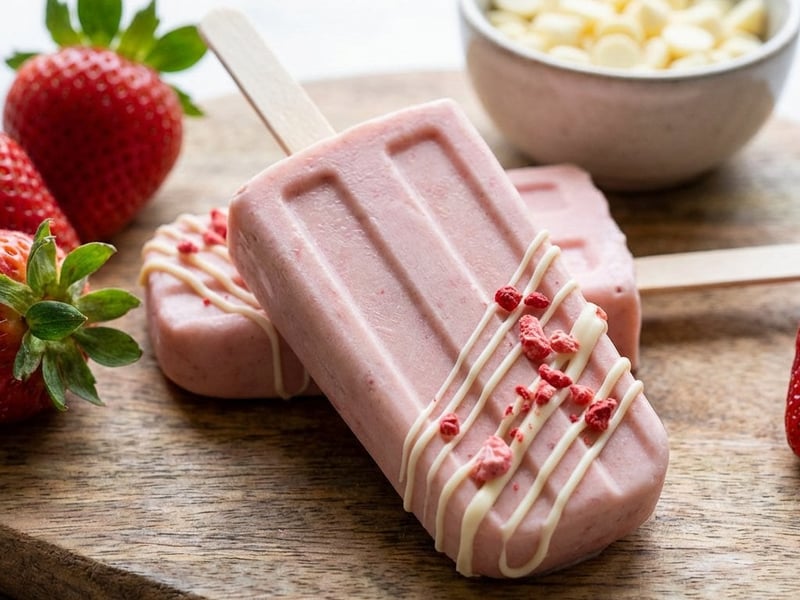 Erdbeer-Sahne-Eis am Stiel | Fruchtige Sommererfrischung