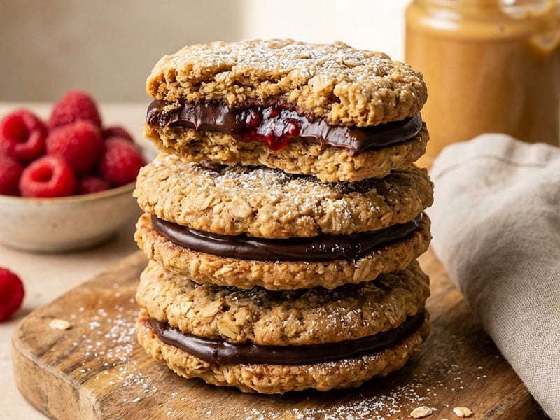 Gefüllte Haferkekse mit Erdnussbutter