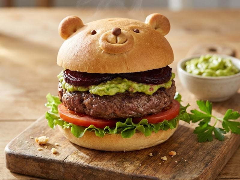 Bären-Burger mit Guacamole und Roter Bete