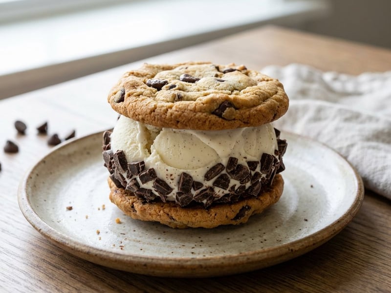 Eis-Sandwich mit Cookies & Schokolade