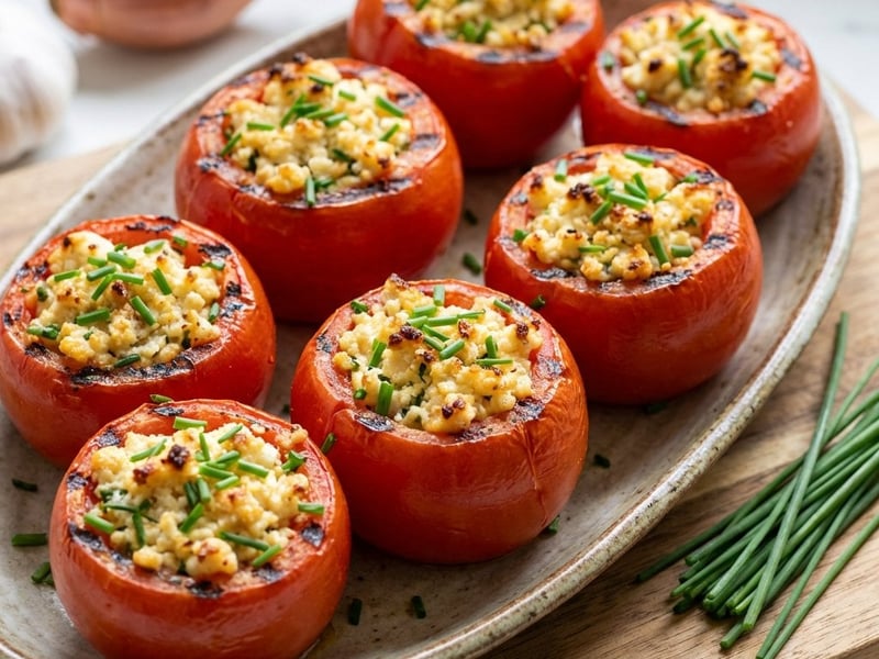 Gegrillte gefüllte Tomaten mit Quark und Parmesan