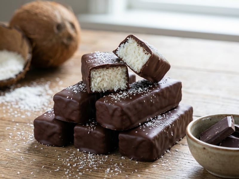 Kokos-Schnitten mit Zartbitterschokolade | No-Bake Dessert