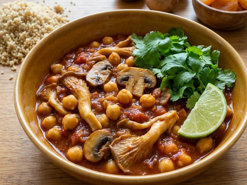 Vegetarische Kichererbsen-Pfanne mit Austernpilzen