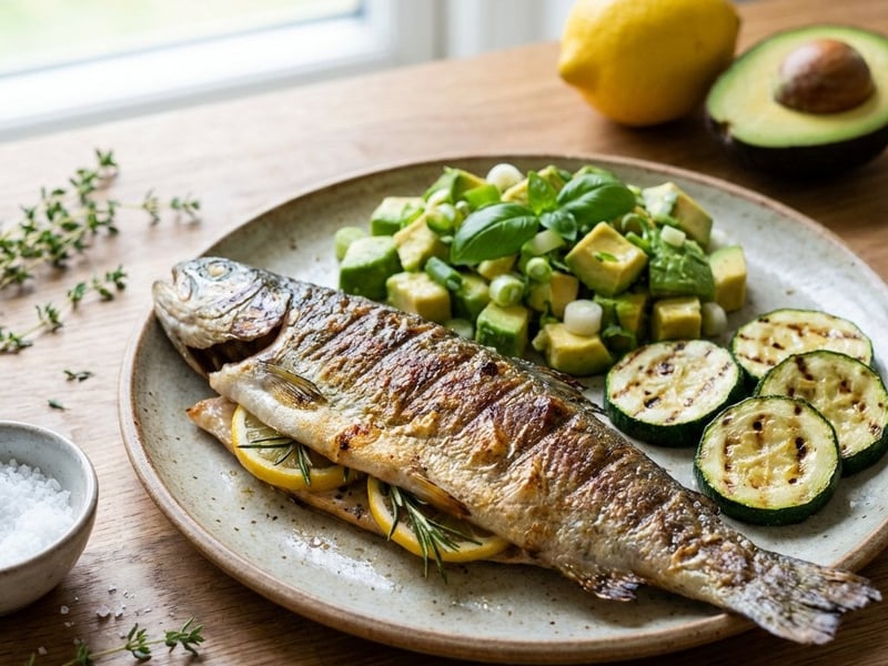 Gegrillte Forelle mit Avocadosalat