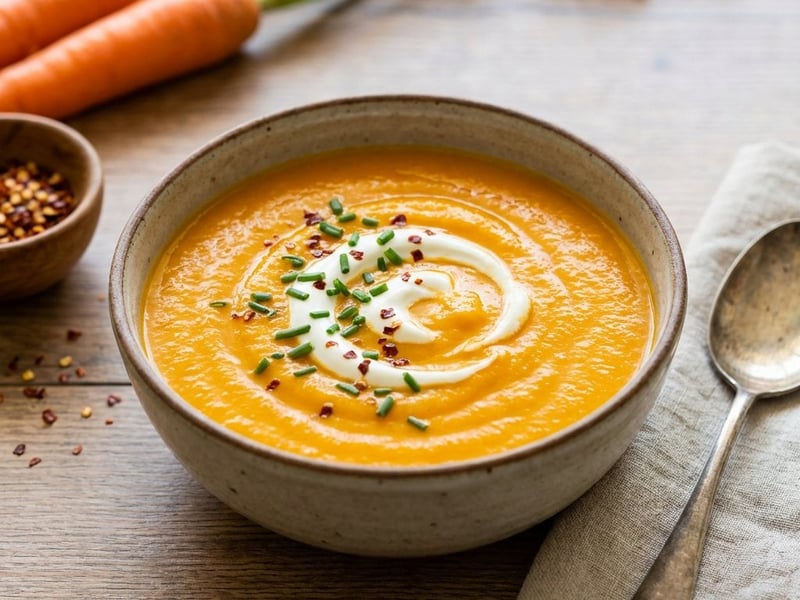 Cremige Karottensuppe mit griechischem Joghurt