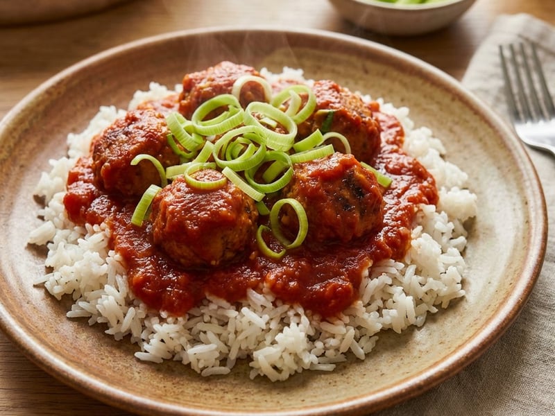 Räuchertofu-Bällchen in Tomatensauce
