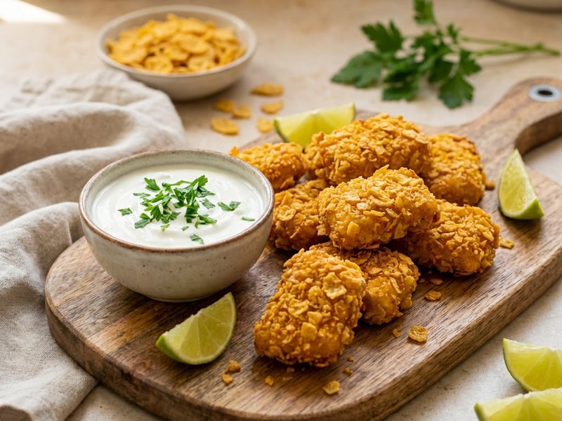 Knusprige Hähnchen-Nuggets mit Joghurt-Dip