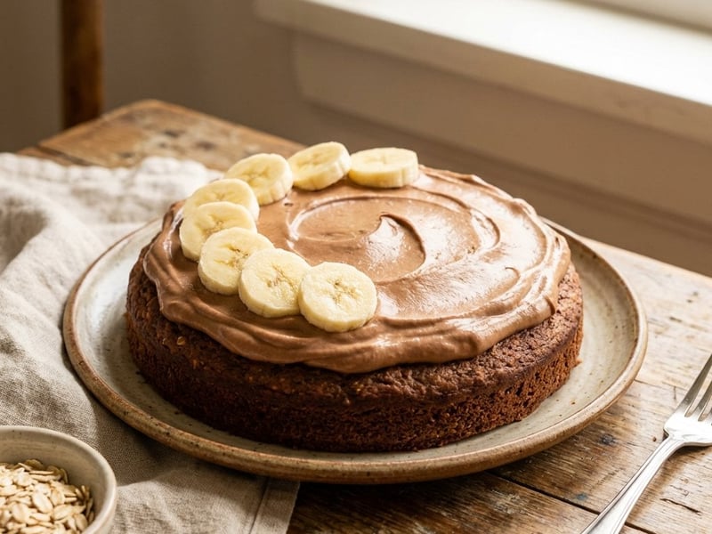 Gesunder Schoko-Hafer-Kuchen mit Bananen-Frosting
