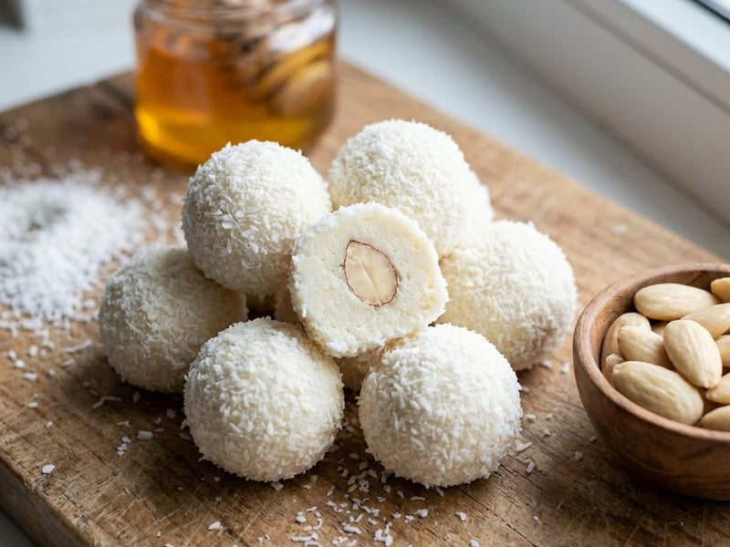 Quark-Kokos-Bällchen mit Mandeln