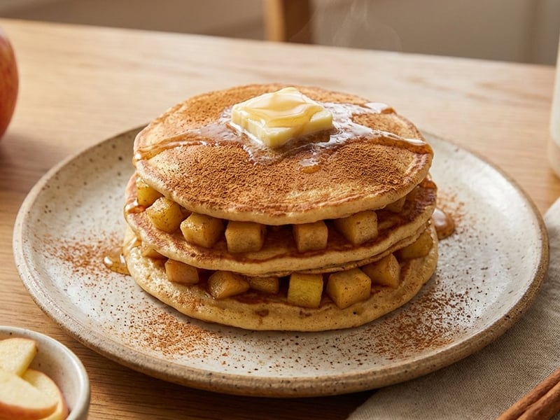 Buchweizen-Dinkel-Pfannkuchen mit Zimtäpfeln