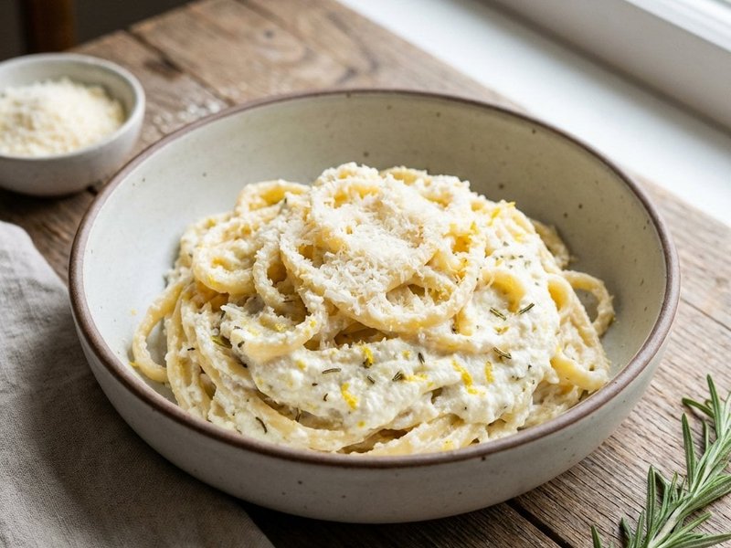Cremige Zitronen-Rosmarin-Pasta mit Ricotta