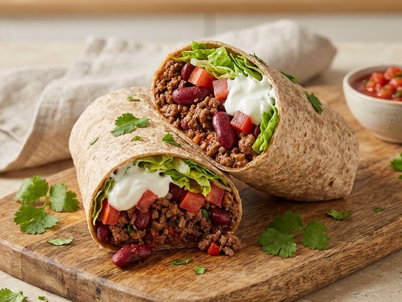 Burrito mit Rindfleisch und Bohnen
