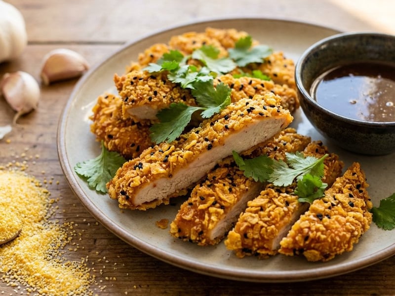 Hähnchenschnitzel mit Miso und Koriander