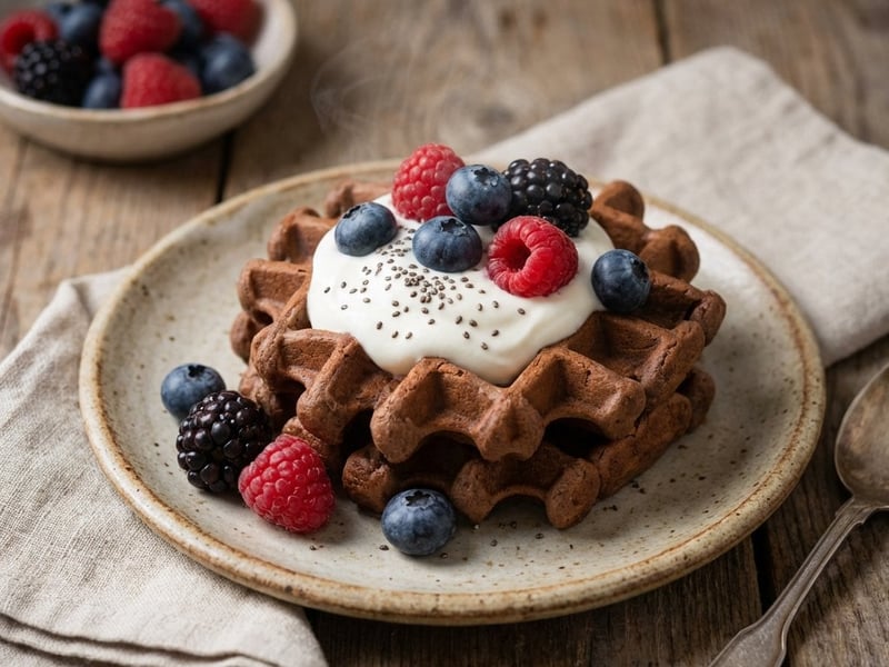 Schokoladen-Bananen-Waffeln mit Chia-Samen