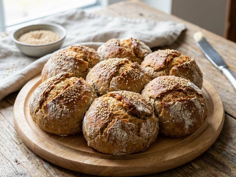 Herzhafte Quark-Roggen-Brötchen mit Sesam