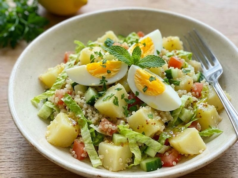 Kartoffelsalat mit Eiern und Quinoa