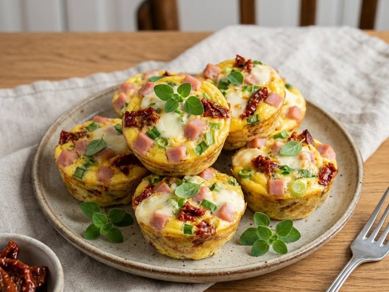 Herzhafte Eier-Muffins mit Schinken und Mozzarella