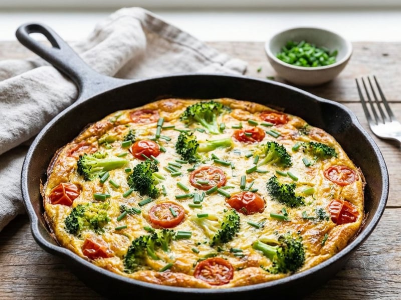 Herzhafte Gemüse-Frittata mit Brokkoli und Tomaten