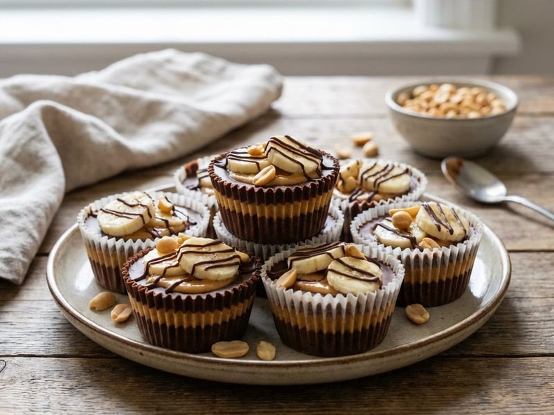 Erdnuss-Schoko-Cups mit Banane
