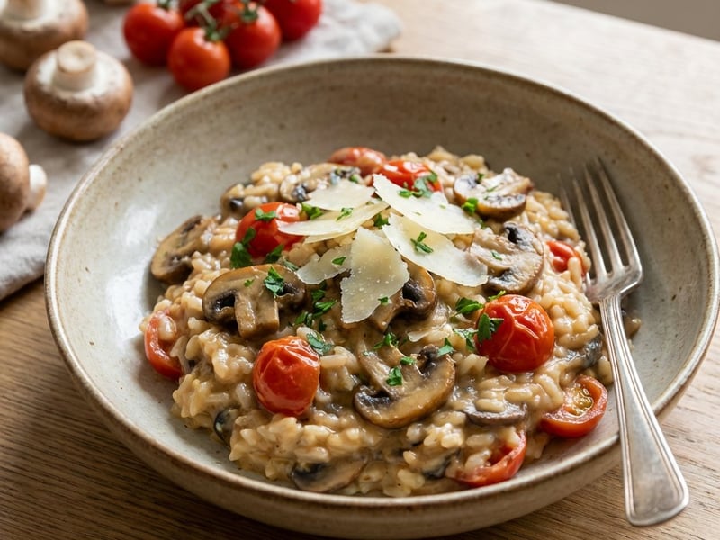 Cremiges Pilzrisotto mit Kirschtomaten