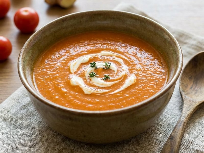 Red Lentil Soup with Ginger and Tomatoes