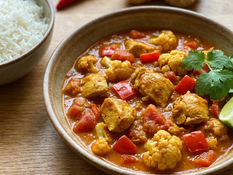 Hähnchen Madras Curry mit Basmatireis