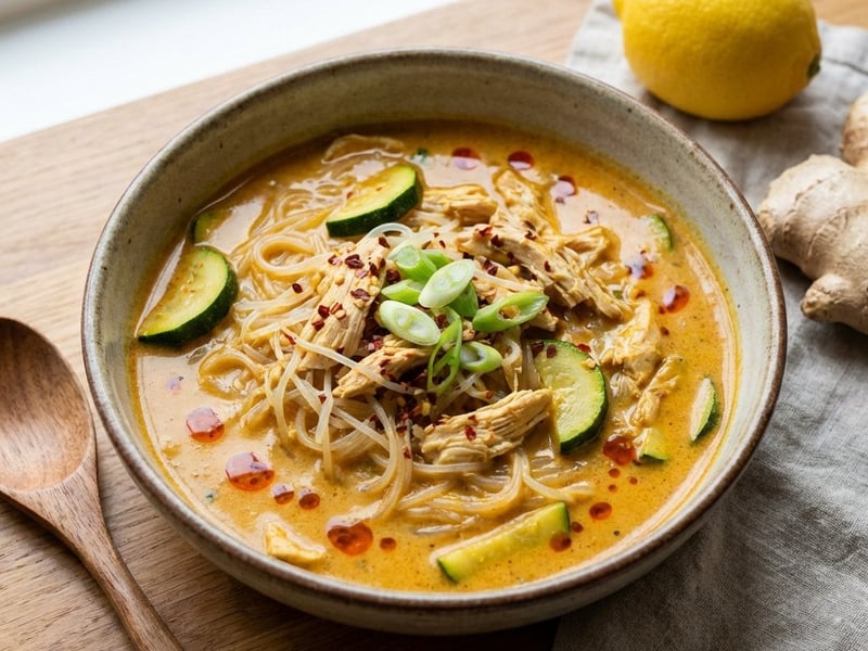 Thailändisches Hähnchen-Curry mit Reisnudeln