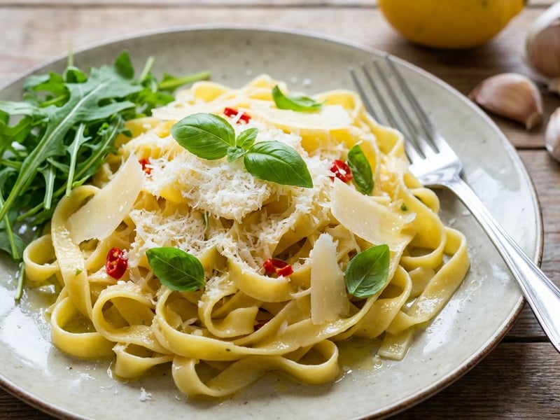 Zitronen-Tagliatelle | Schnelle Pasta mit Parmesan & Basilikum