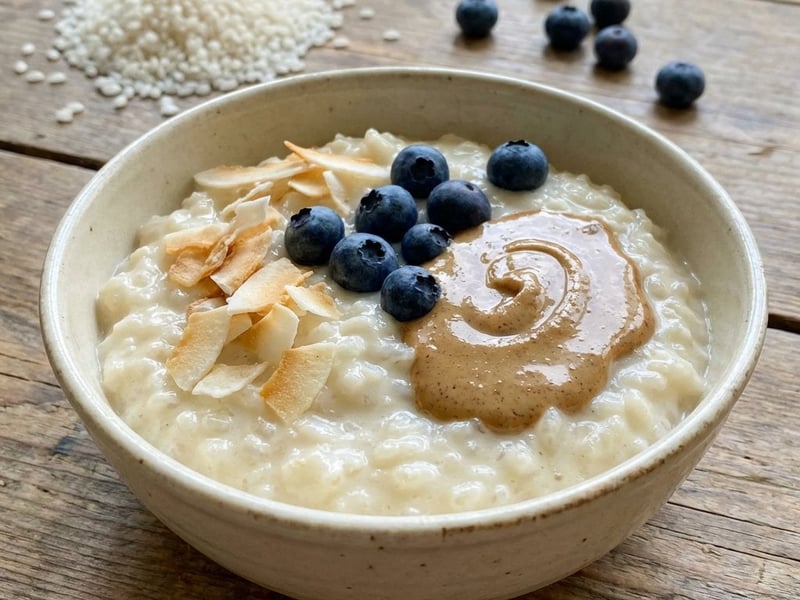 Milchreis mit Kokos-Mandel-Butter | Exotisches Frühstück