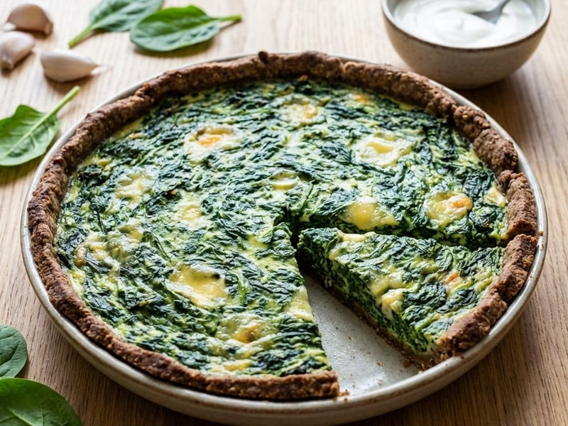 Spinat-Quiche mit Roggen-Vollkornboden | Herzhaft & Gesund