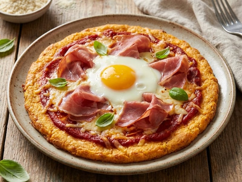 Low-Carb Pizza mit Cheddar-Mandel-Boden