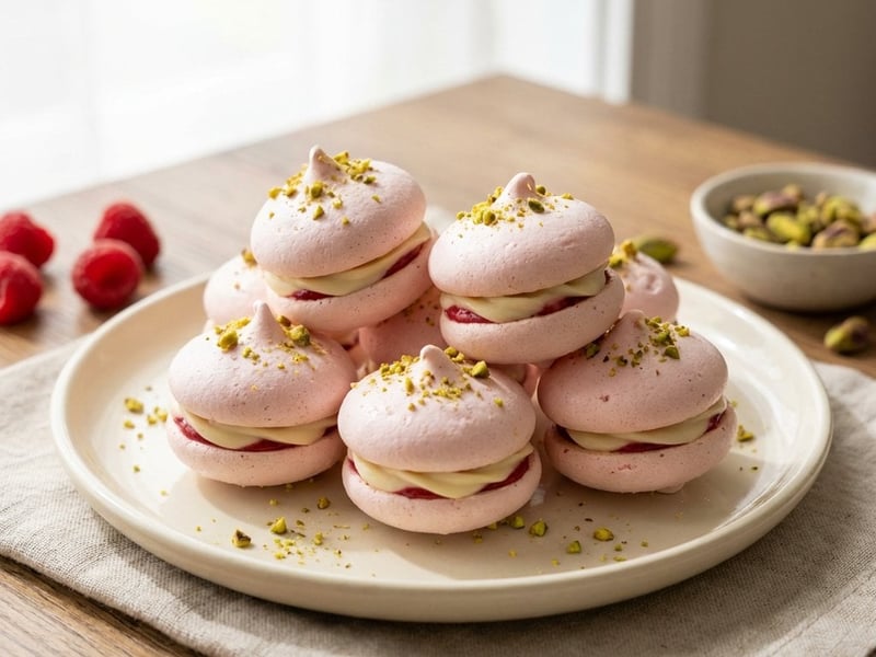 Himbeer-Baiser-Küsschen mit weißer Schokolade