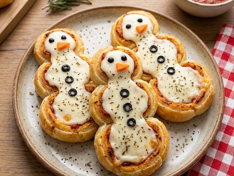 Snowman Pizza Swirls | Winter Snack