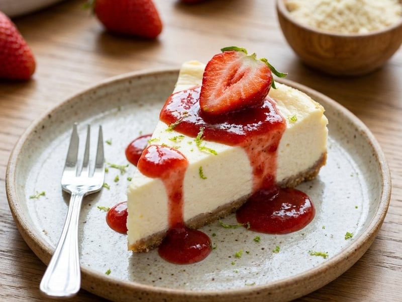Joghurt-Cheesecake mit Erdbeersauce