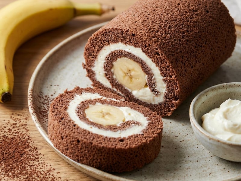 Schokoladenroulade mit Bananen