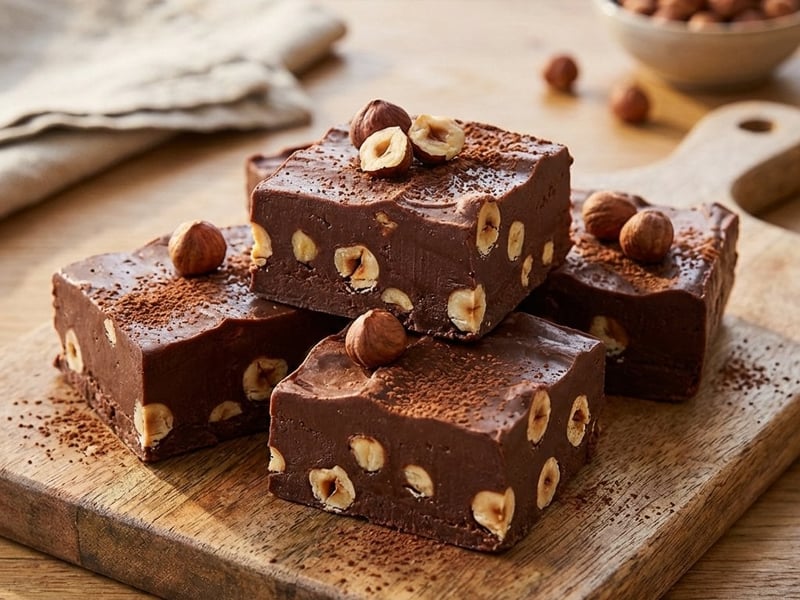 Schokoladen-Fudge mit Haselnüssen & Kokos