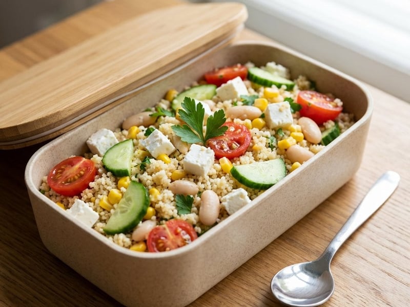 Couscous-Salat mit Feta und Bohnen