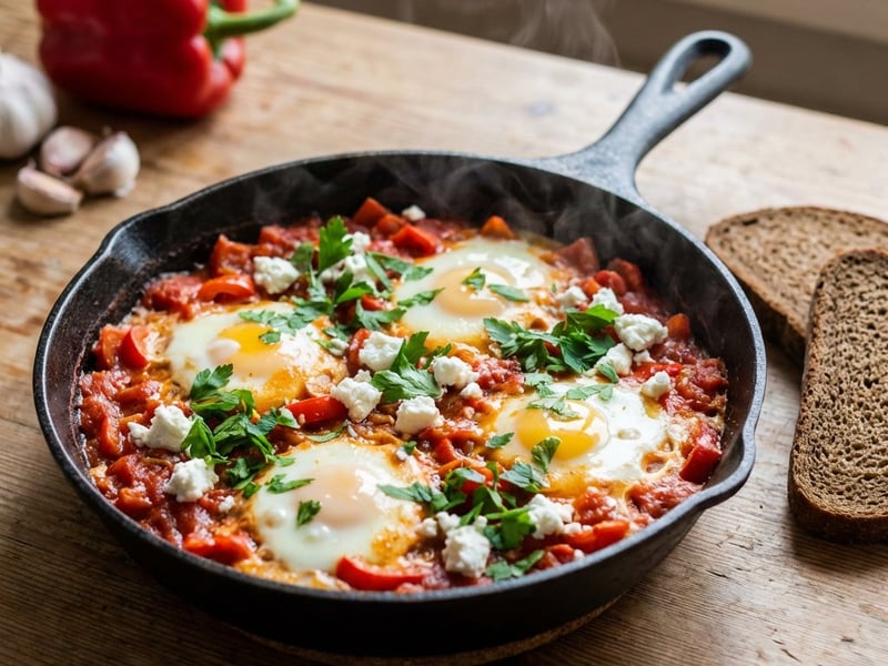 Shakshuka mit Ziegenkäse | Würzig & Gesund