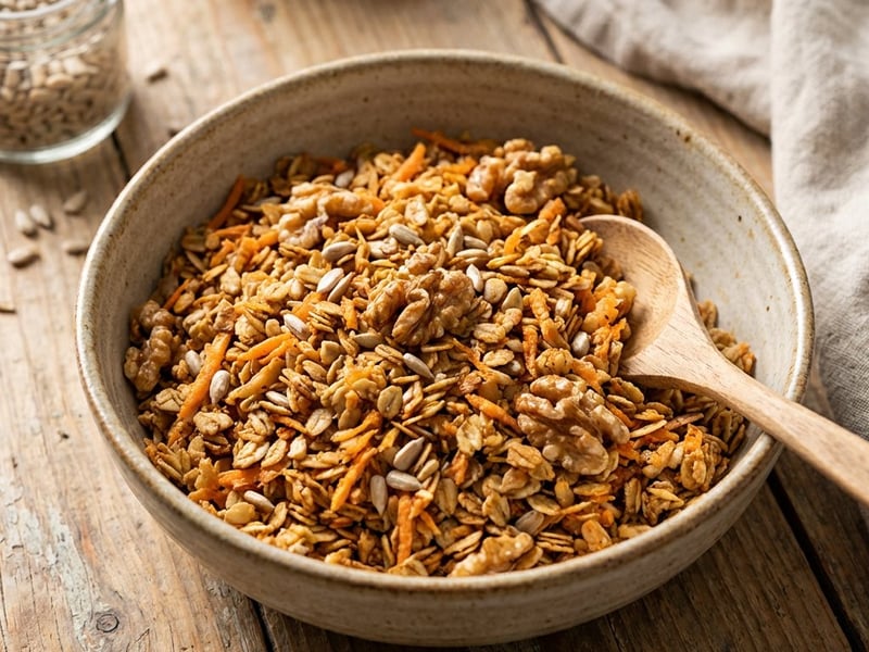 Herzhaftes Granola mit Karotten