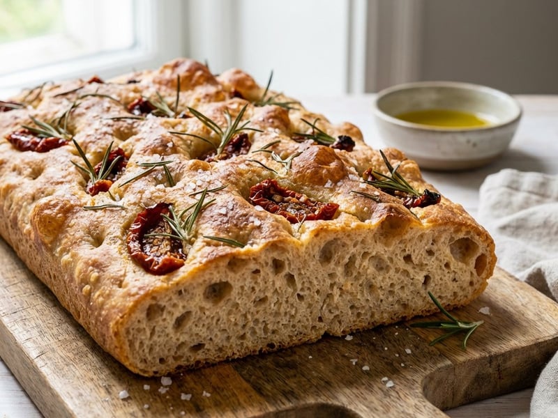 Focaccia mit Rosmarin und Tomaten