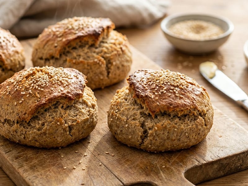 Quark-Roggen-Brötchen mit Sesam | Proteinreich & Saftig