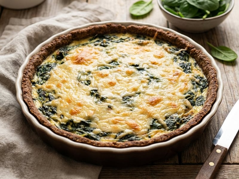 Spinat-Quiche mit Roggen-Vollkornboden